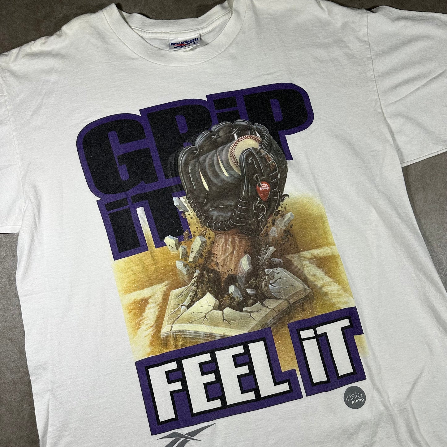 Vintage Reebok baseball “grip it feel it” tee (XL)