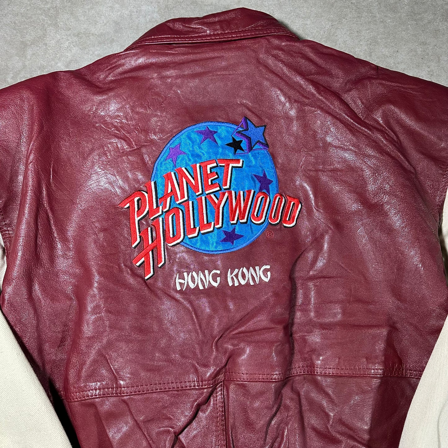 Vintage leather planet Hollywood “Hong Kong” bomber jacket (S/M)