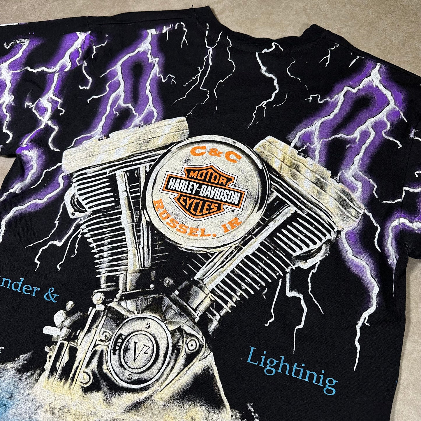 Harley Davidson thunder and lightning tee (M) Boot