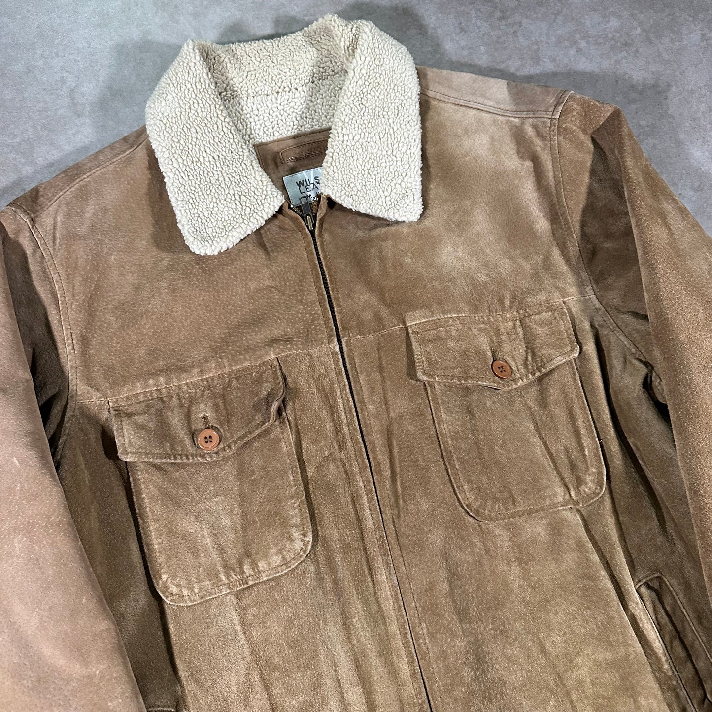Wilson Suede Leather Sherpa Collar Jacket (XL)