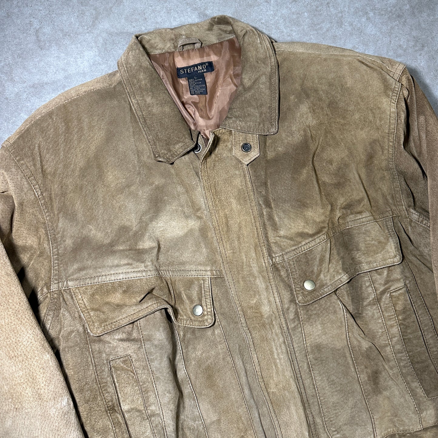 Vintage Italian Stefano Suede Leather Jacket (L)