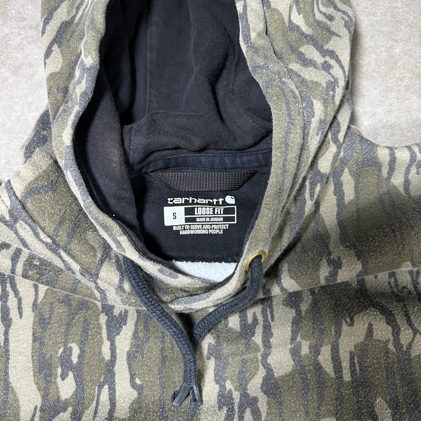 Carhartt X Mossy oak bottomland camo hoodie (S)