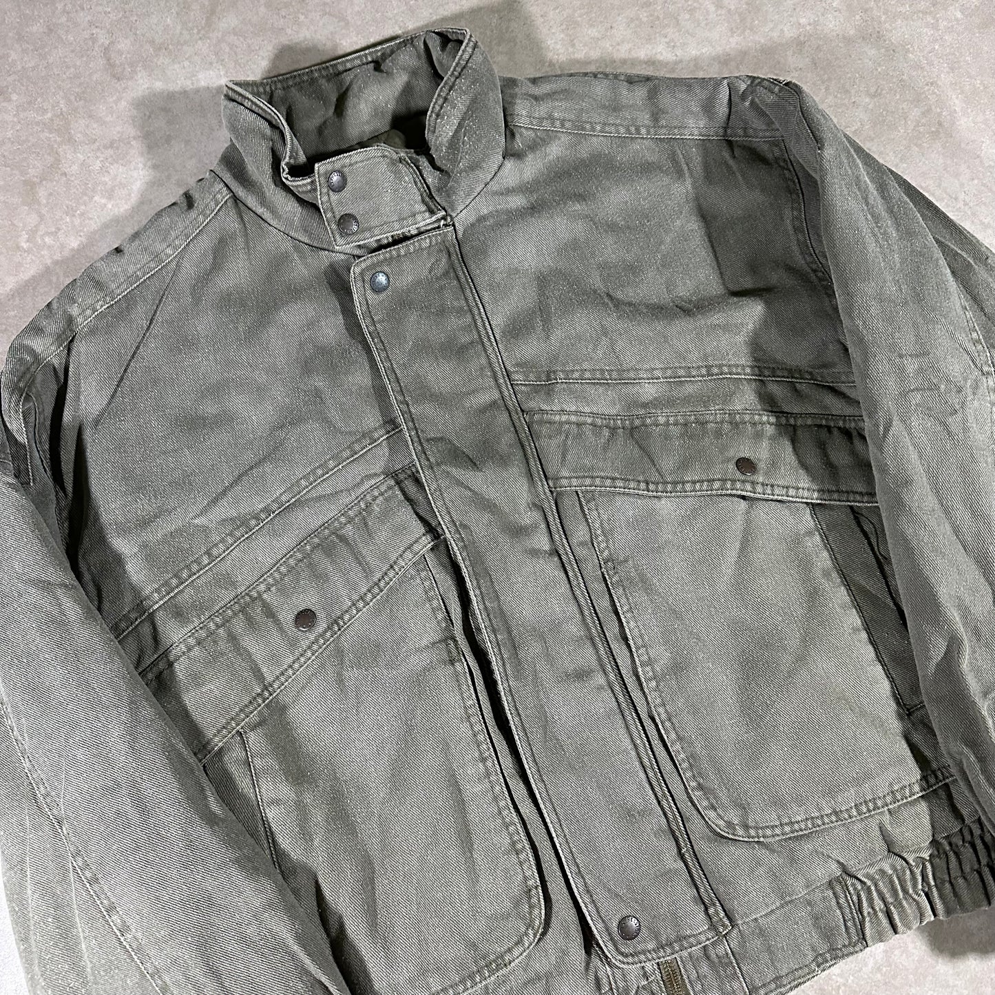 Vintage green canvas bomber jacket (XL)