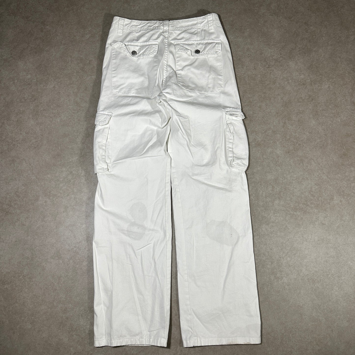 White wide legged cargo pants (30x31)