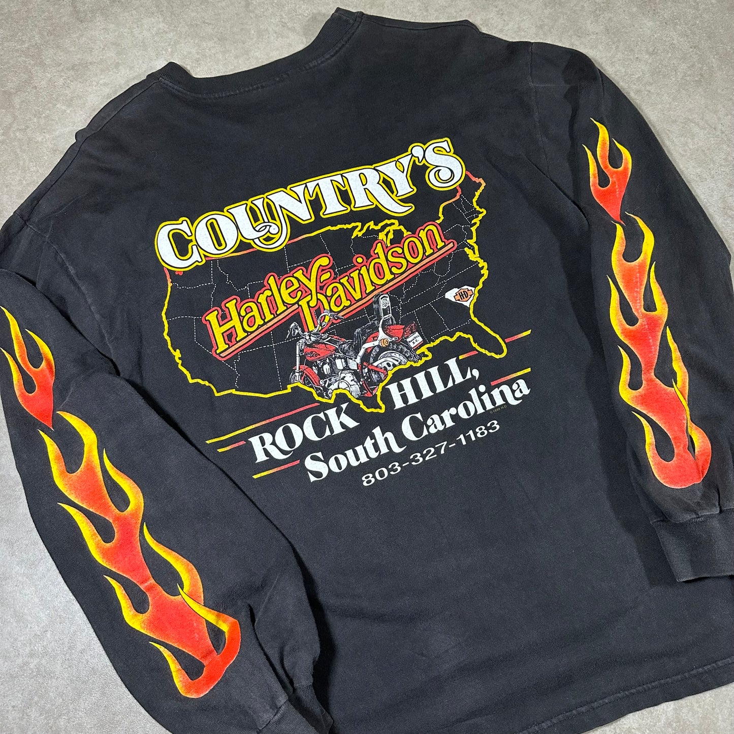 Vintage Harley Davidson Eagle Fire Long sleeve tee (L)