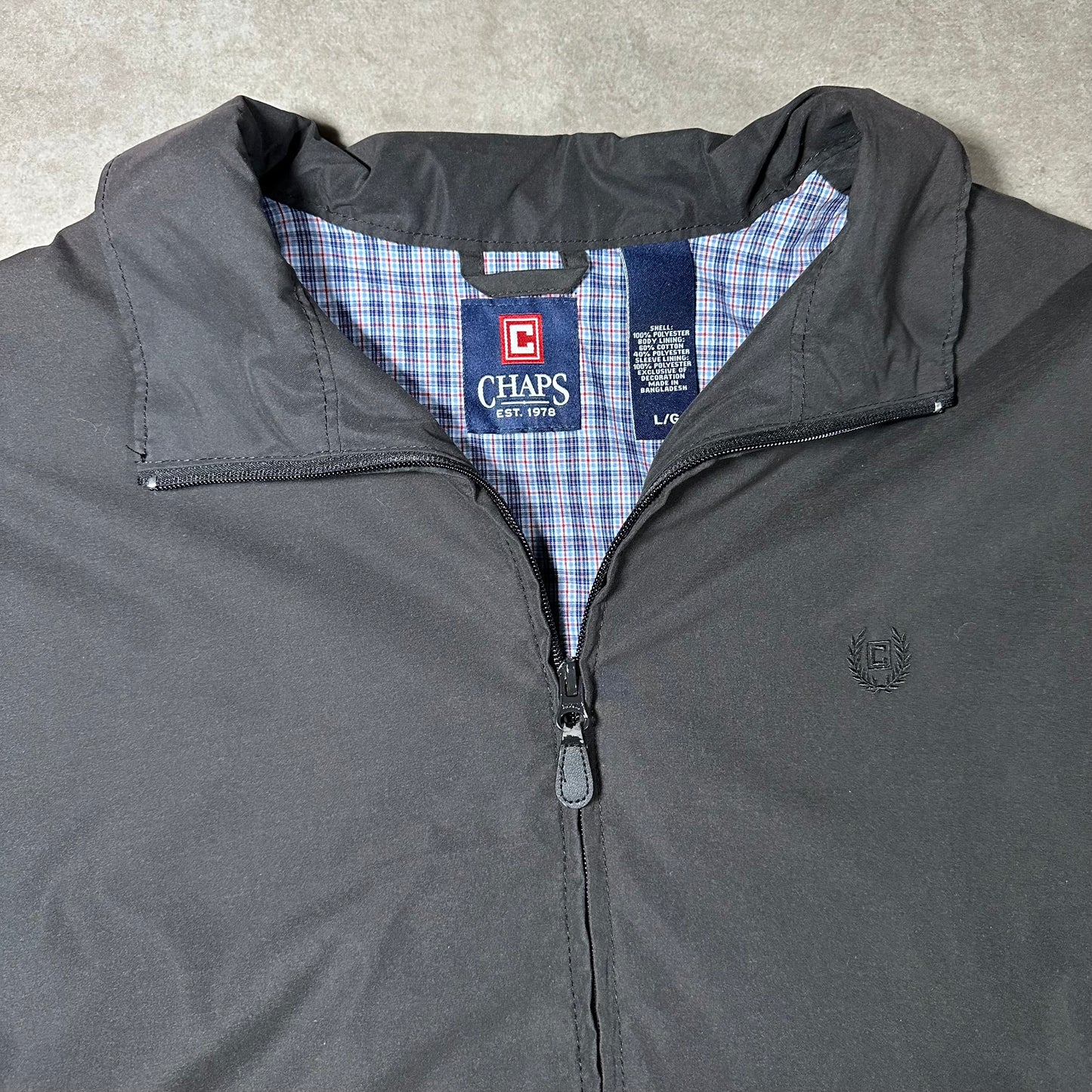 Black chaps light weight spring jacket (L)