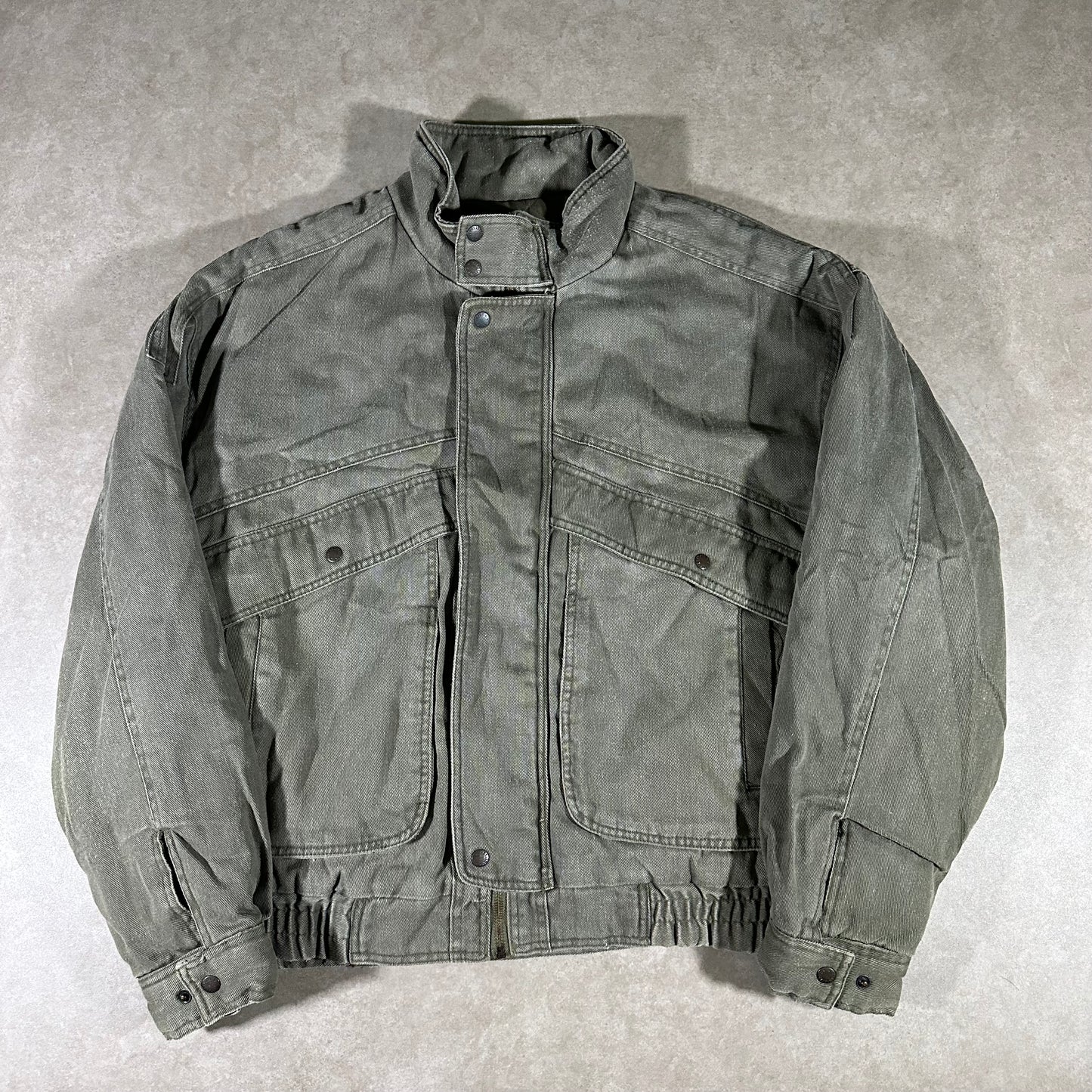 Vintage green canvas bomber jacket (XL)