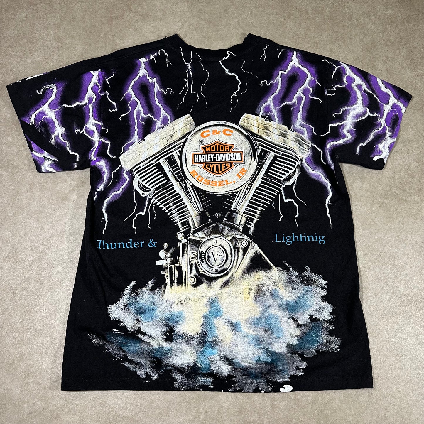 Harley Davidson thunder and lightning tee (M) Boot