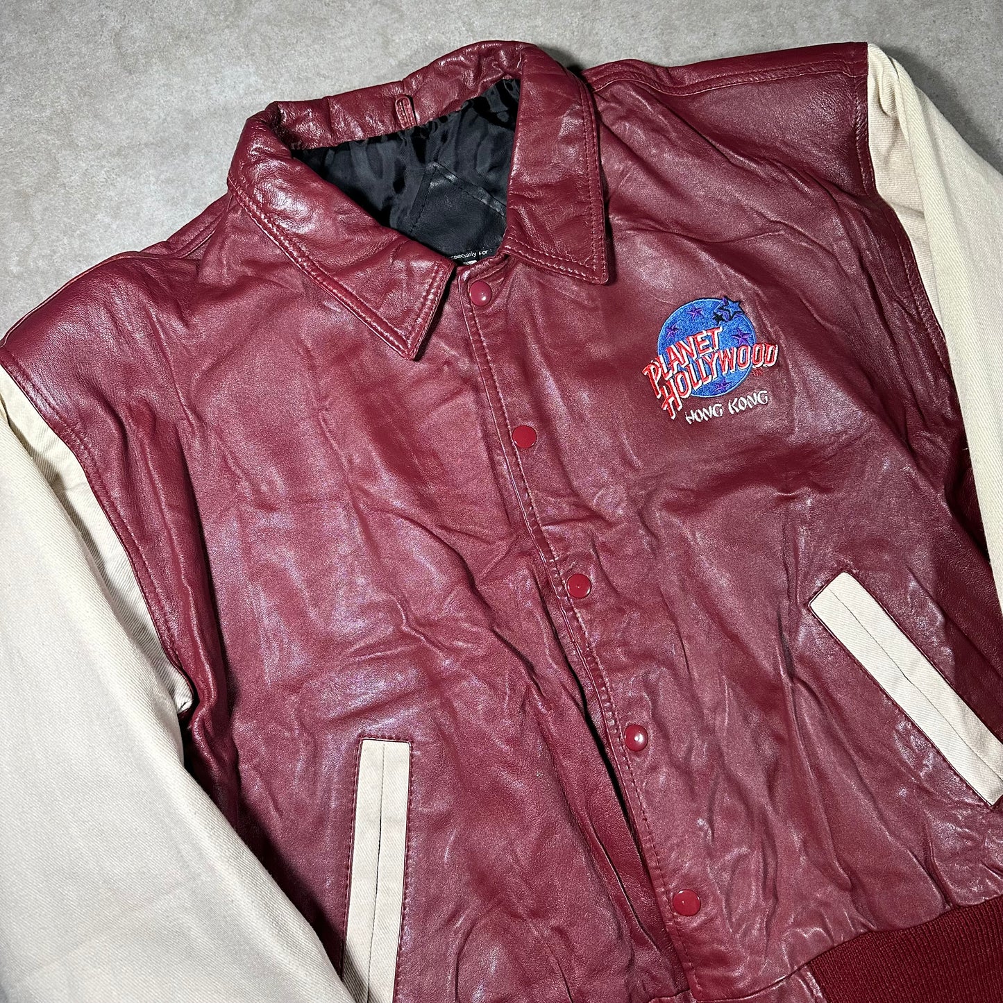 Vintage leather planet Hollywood “Hong Kong” bomber jacket (S/M)