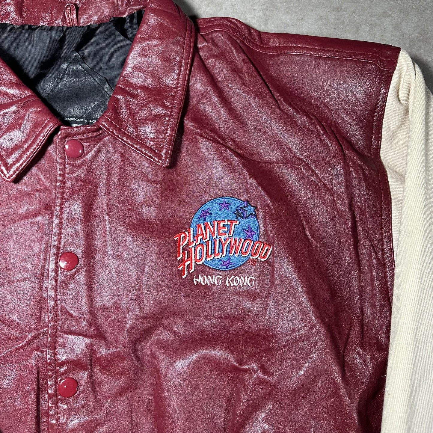 Vintage leather planet Hollywood “Hong Kong” bomber jacket (S/M)