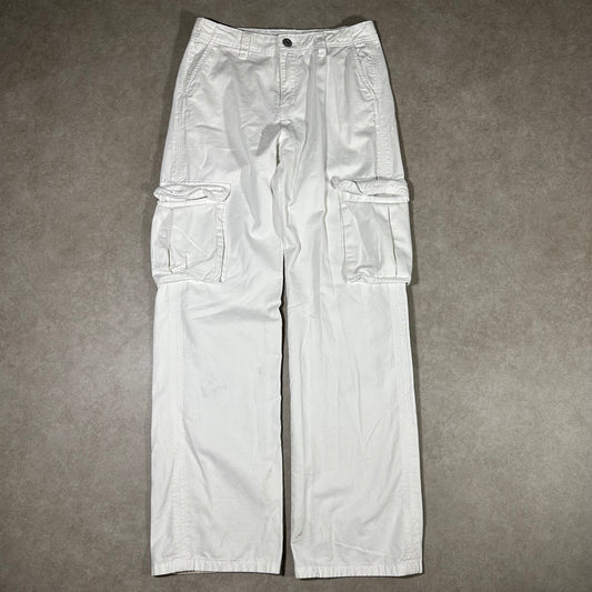 White wide legged cargo pants (30x31)