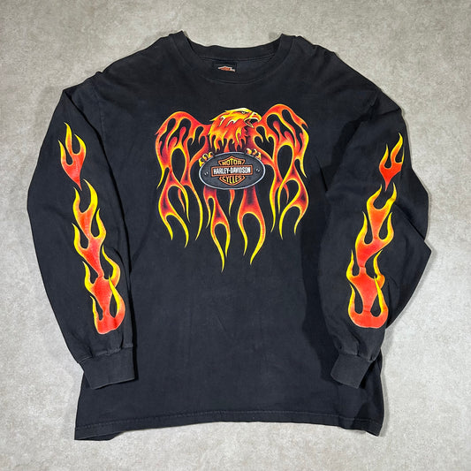 Vintage Harley Davidson Eagle Fire Long sleeve tee (L)