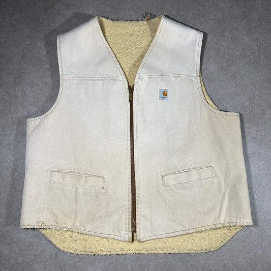 90s Carhartt Sun faded Canvas Sherpa lined vest (XL/XXL)
