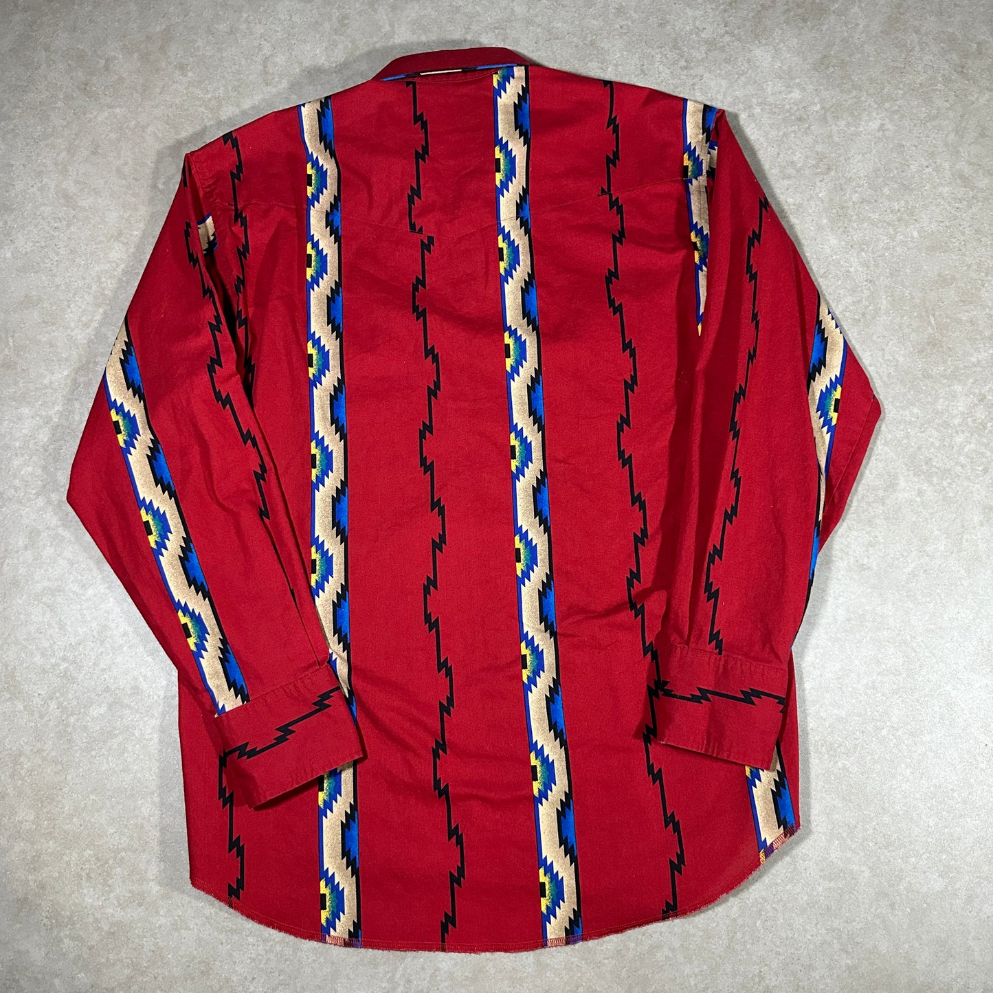 Vintage Wrangler Western Aztec Pearl Snap (L)