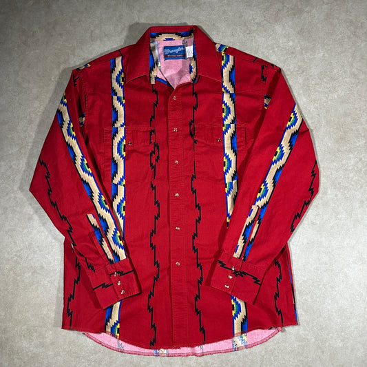 Vintage Wrangler Western Aztec Pearl Snap (L)