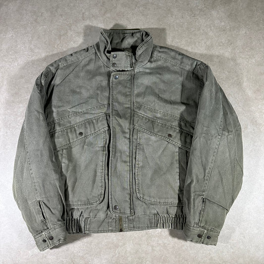 Vintage green canvas bomber jacket (XL)