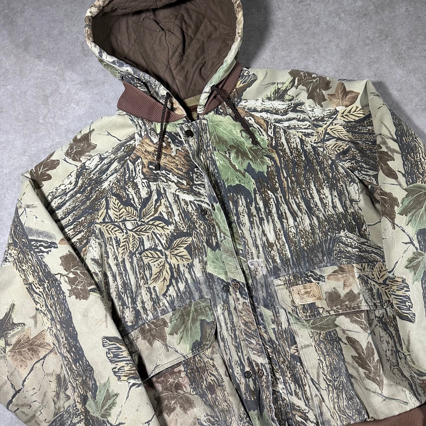 Vintage Duxbak real tree camo hooded jacket (XL)