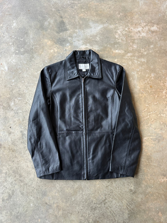 Women’s vintage black leather jacket (Women’s M)
