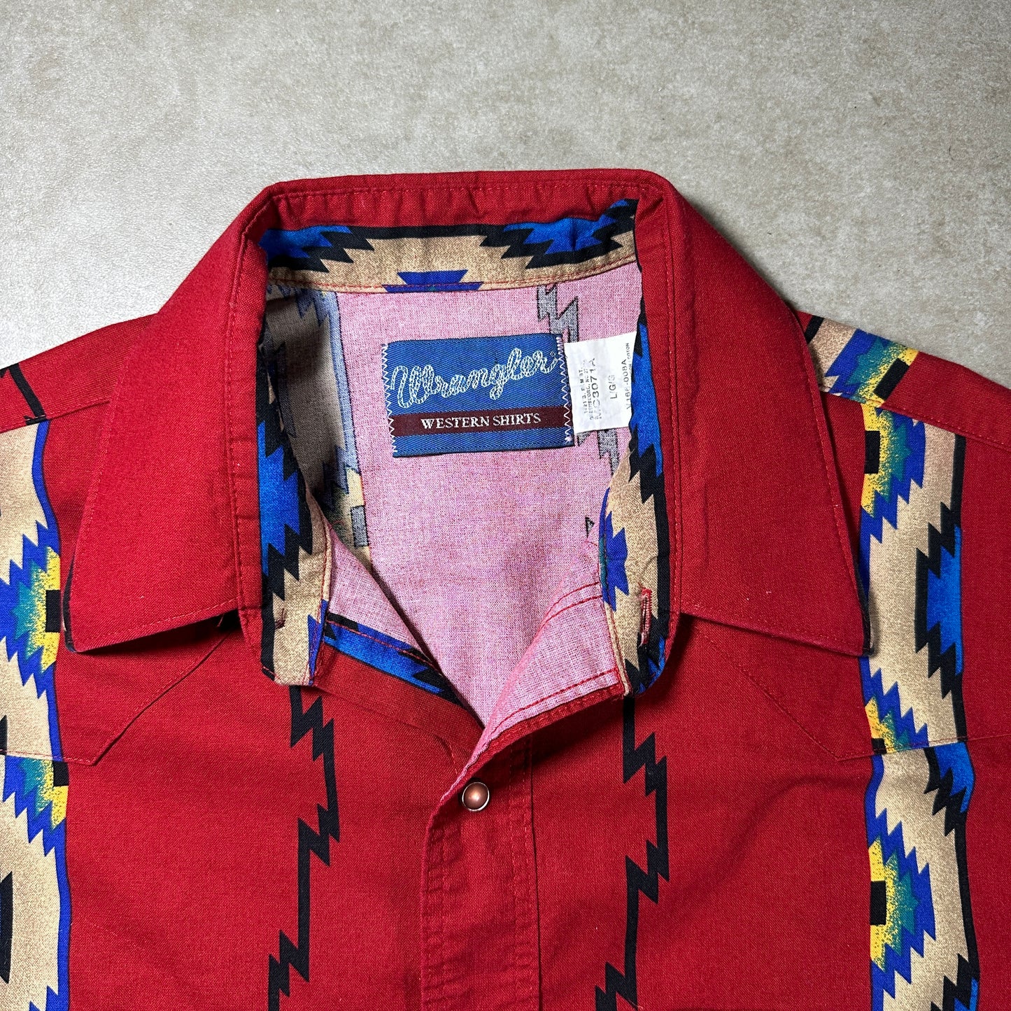 Vintage Wrangler Western Aztec Pearl Snap (L)