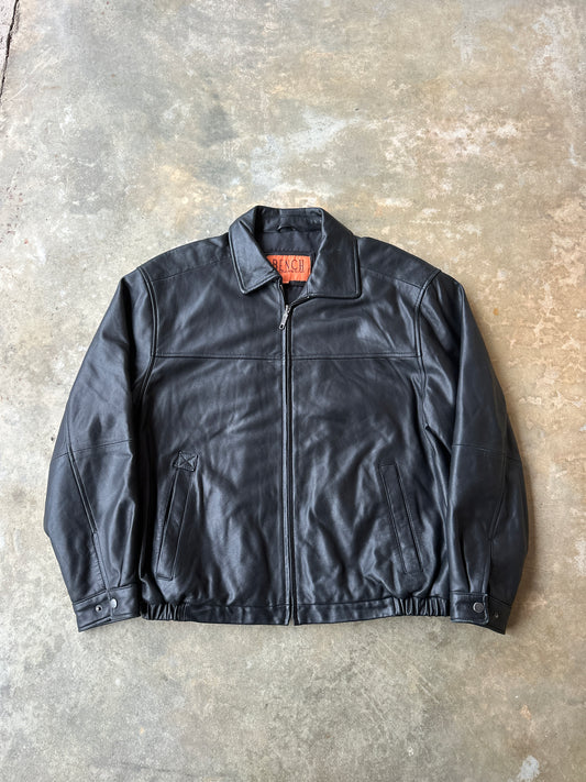 Vintage black leather bomber jacket (L)