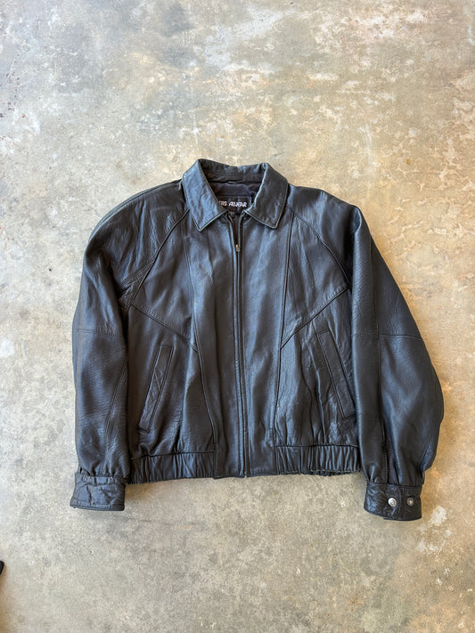 Vintage black leather jacket (M)