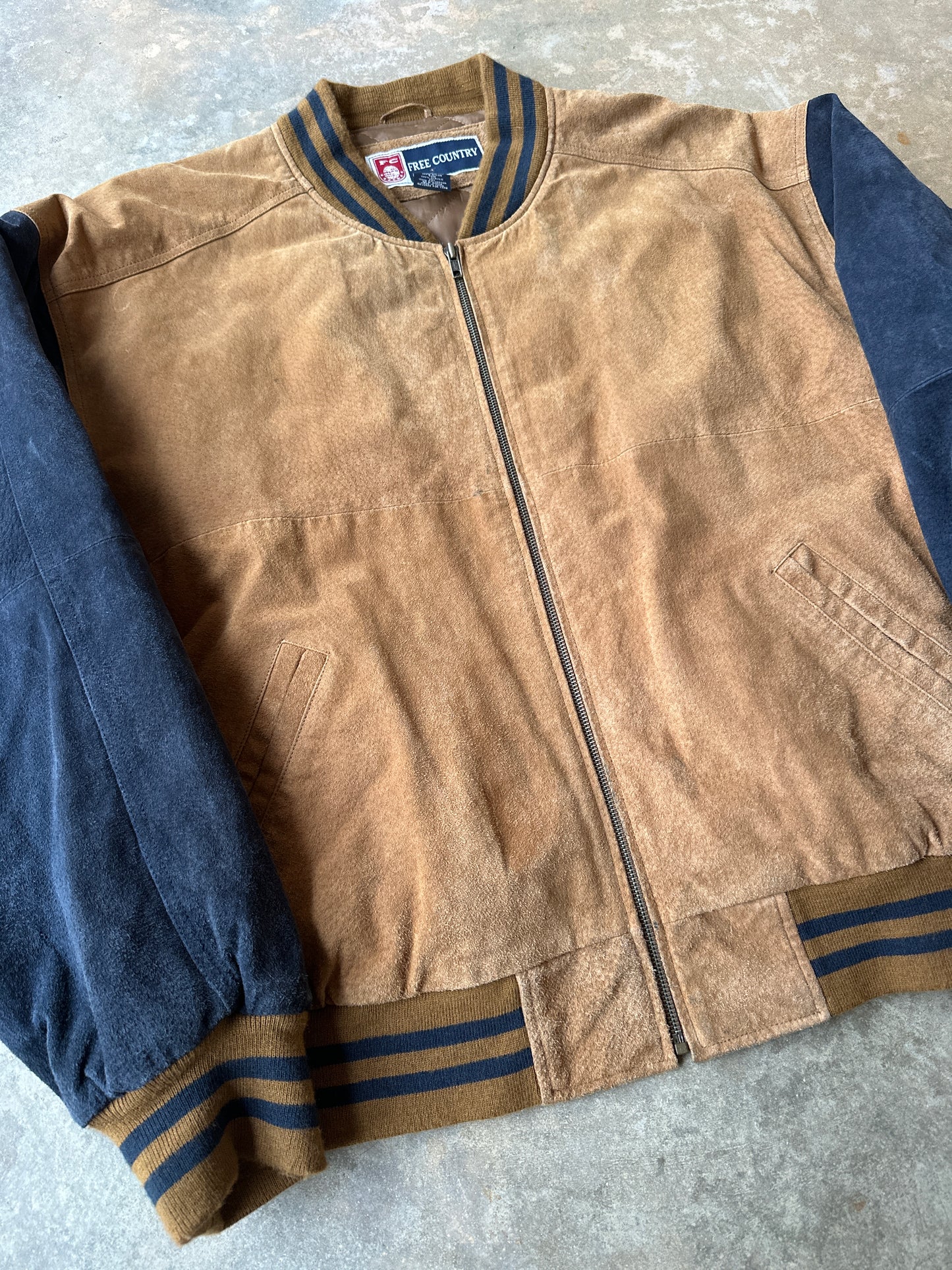 Vintage suede leather bomber jacket (XXL)