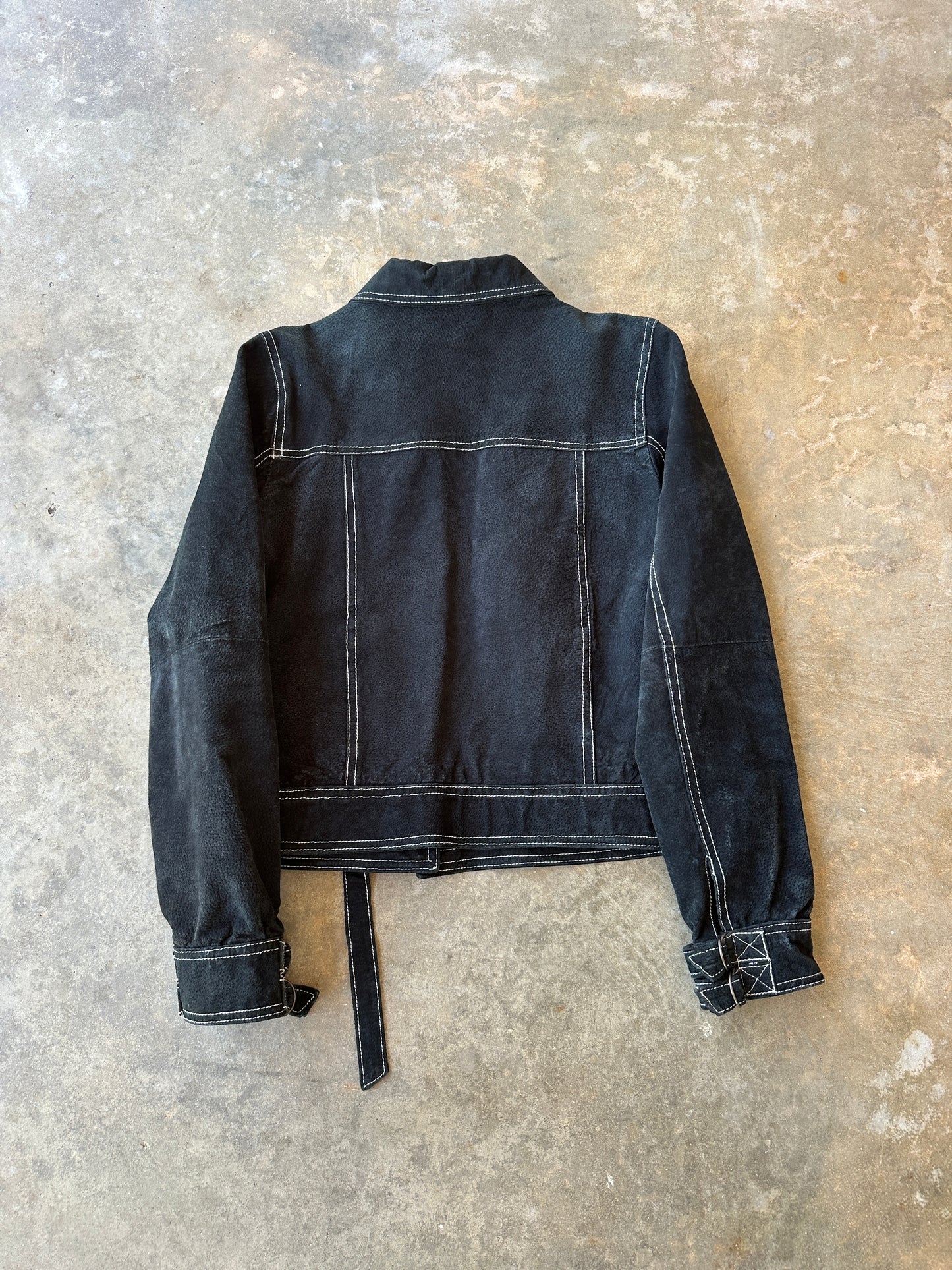 Vintage women’s black suede leather jacket (S)