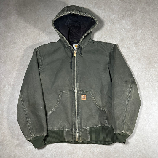 Vintage J130 Moss green Carhartt Hooded Jacket (M/L)