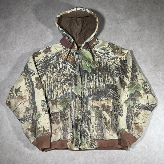 Vintage Duxbak real tree camo hooded jacket (XL)