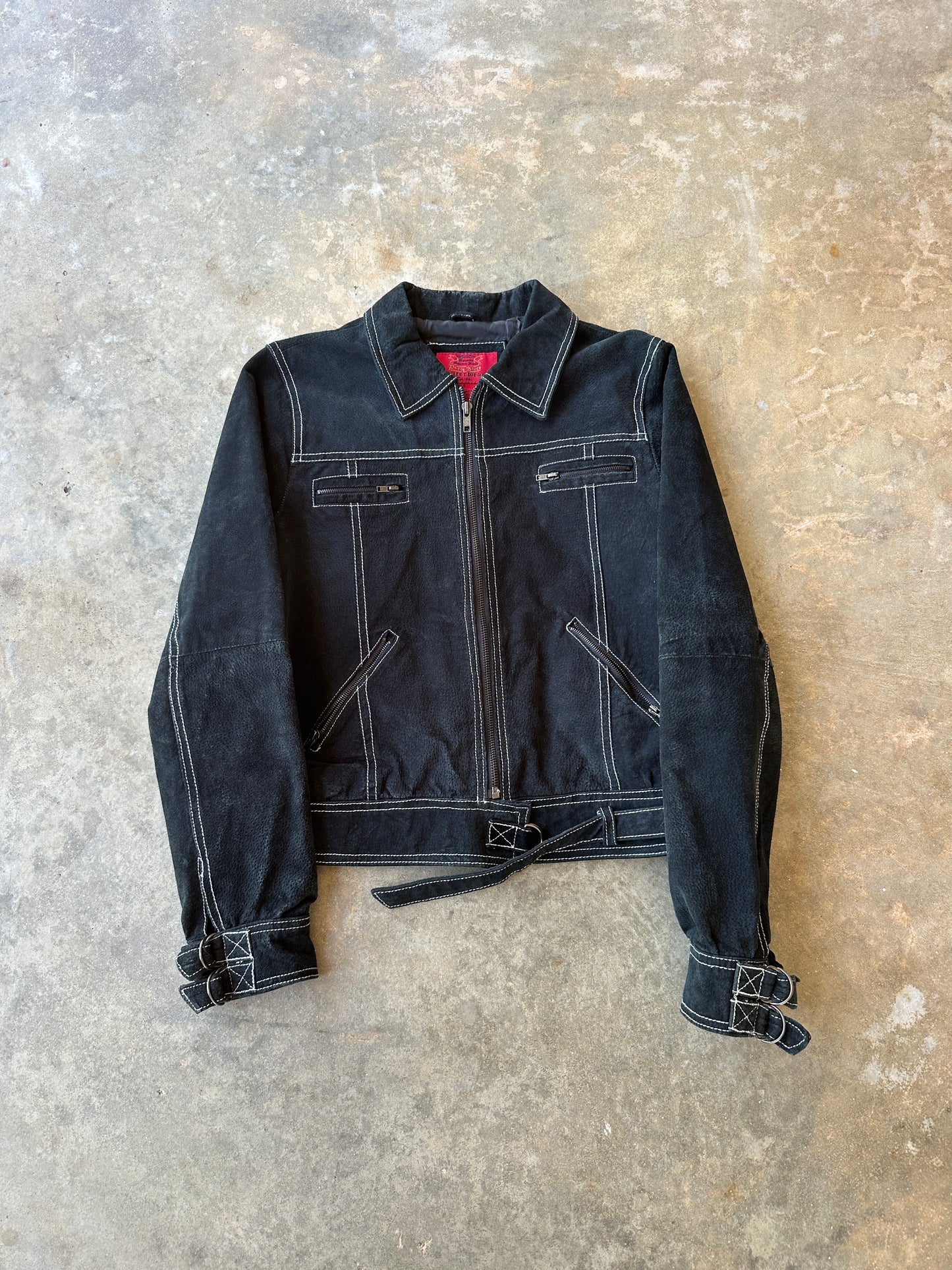 Vintage women’s black suede leather jacket (S)